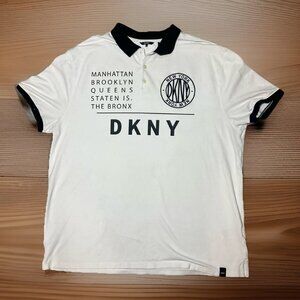 DKNY Polo Shirt Men’s XL White With Black Logo